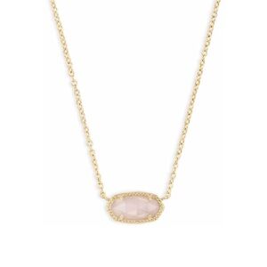 Kendra Scott Elisa Gold Pendant Necklace Pink Quartz Dainty Layering Jewelry